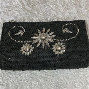 Elegant Black Beaded Clutch